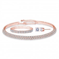 Rose Gold Double Row Tri-Set Made with Crystals From Swarovski®