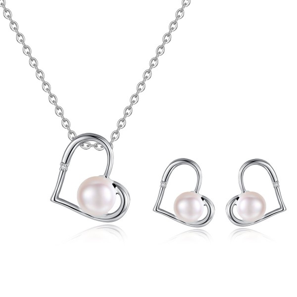 Diamond and Freshwater Pearl Pendant & Earring Set CTTW 0.045