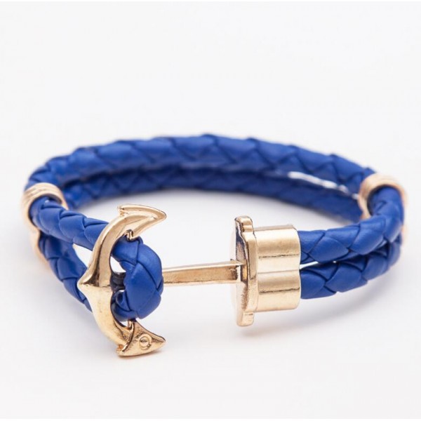 Nautical Anchor Double Leather Band Bracelet