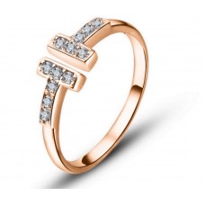 Adjustable Rose Gold Crystal T-Ring