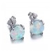 White Opal Gemstone Stud Earrings