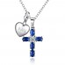 BLUE SAPPHIRE CROSS PENDANT INCLUDING CHOICE OF CHARM