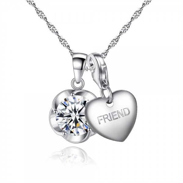 CRYSTAL SOLITAIRE FLOWER PENDANT MADE WITH CRYSTALS FROM SWAROVSKI® INCLUDING CHOICE OF CHARM