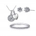 SOLITAIRE CIRCLE PENDANT, EARRING & BRACELET TRI-SET INCLUDING CHOICE OF CHARM