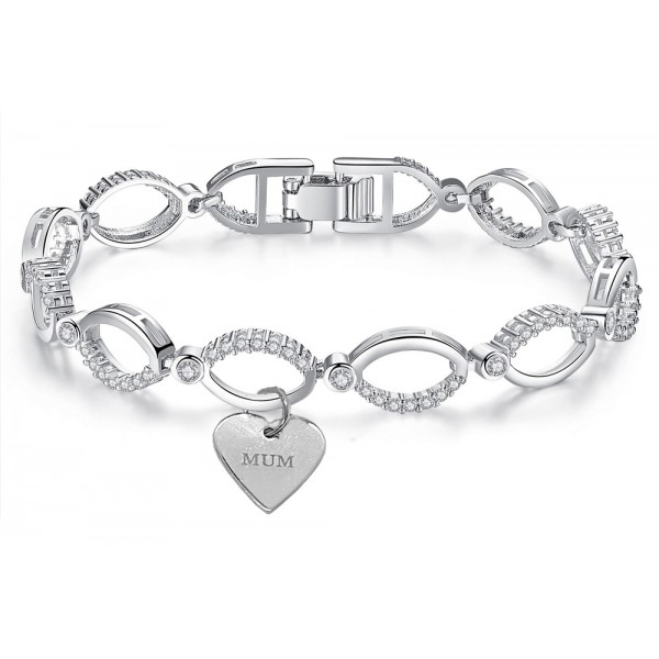 Crystal Hoop Link Bracelet & Mum Charm made with Crystals from Swarovski®