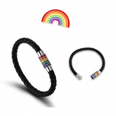 Pride Rainbow Bracelet & Badge Set