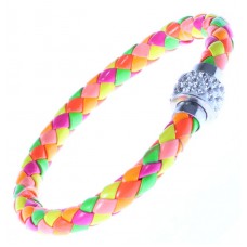 Rainbow Leather Crystal Clasp Bracelet