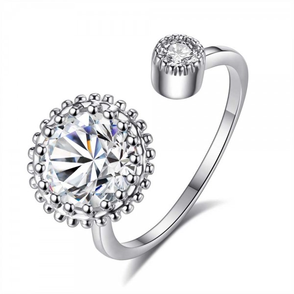 Crystal Adjustable Solitaire Ring Made with Crystals from Swarovski® 