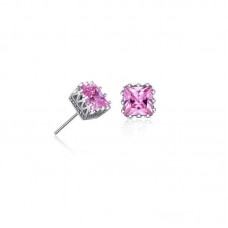 Pink Crystal Square Stud Earrings Made with Crystals from Swarovski®