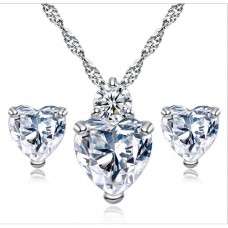 Crystal & Sapphire Heart Set