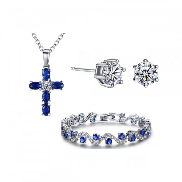 Blue Sapphire Crystal - Pendant, Bracelet & Earring Set Made with crystals from SWAROVSKI®