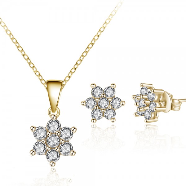 Gold Crystal Flower Set