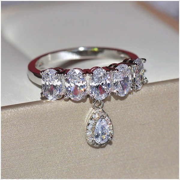 Crystal Zircon Drop Ring