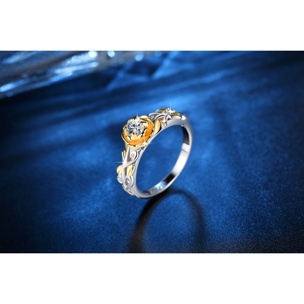 Luxury Rose Style Dual Toned Gold Filled Ring Made with Crystals from Swarovski®