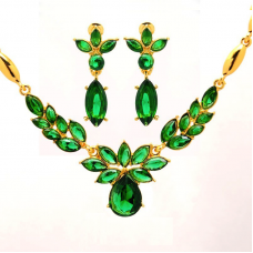 Gold Austrian Crystal Flower Earring & Necklace Set