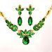 Gold Austrian Crystal Flower Earring & Necklace Set