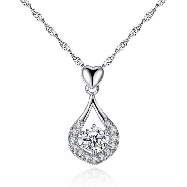 Crystal Heart Tear Drop Pendant