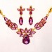 Gold Austrian Crystal Flower Earring & Necklace Set