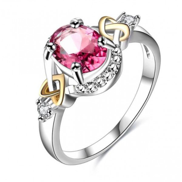 Pink Sapphire Heart Crystal Ring