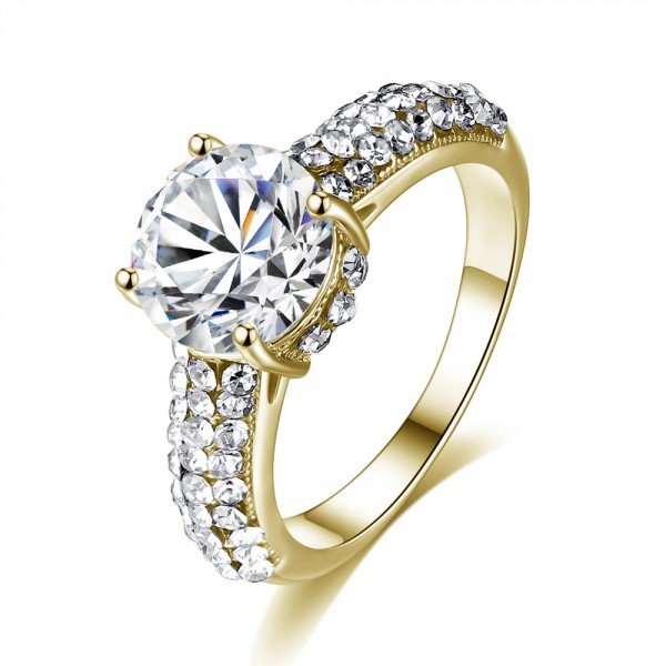 Solitaire Crystal Cluster Band Ring