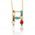 Spring summer crystal and bead initial necklace