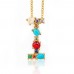 Spring summer crystal and bead initial necklace