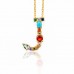 Spring summer crystal and bead initial necklace