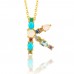 Spring summer crystal and bead initial necklace