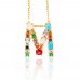 Spring summer crystal and bead initial necklace