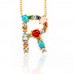 Spring summer crystal and bead initial necklace
