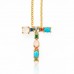 Spring summer crystal and bead initial necklace