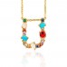 Spring summer crystal and bead initial necklace