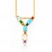 Spring summer crystal and bead initial necklace