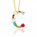 Spring summer crystal and bead initial necklace