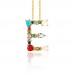 Spring summer crystal and bead initial necklace