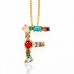 Spring summer crystal and bead initial necklace