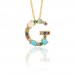 Spring summer crystal and bead initial necklace