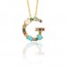 Spring summer crystal and bead initial necklace