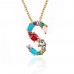 Spring summer crystal and bead initial necklace