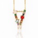 Spring summer crystal and bead initial necklace