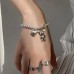 Love & Peace Bear Bracelet in Silver colour stretch 16-20cm