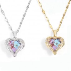 Magical Heart Necklace with Multi-Colour Heart Crystal for Women
