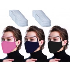 Mask with Visor 100% cotton with PM2.5 Filters – Washable