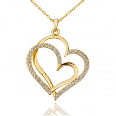 Gold plated Twin Heart Pendant Made with Czech Crystals
