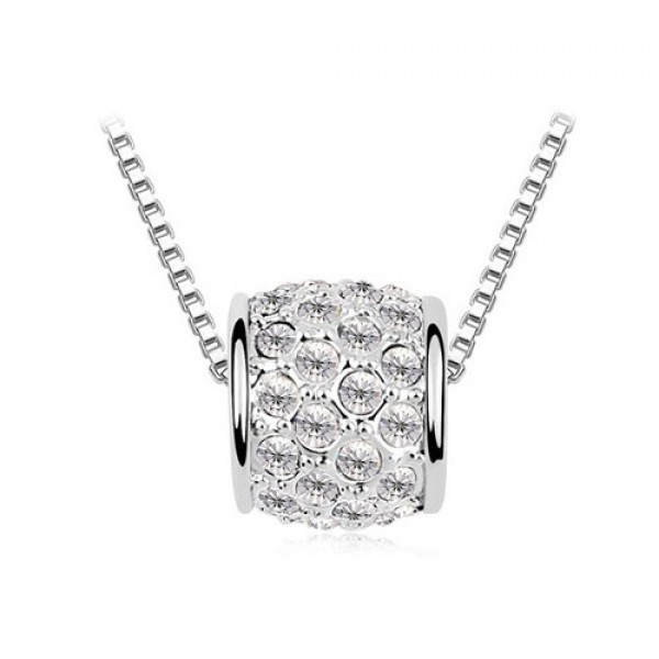 Rhodium PlatedBarrel Pendant with crystals from Swarovski®