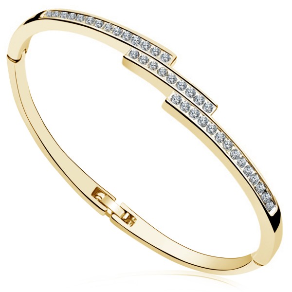 Gold plated Staggered Slim Line Bangle