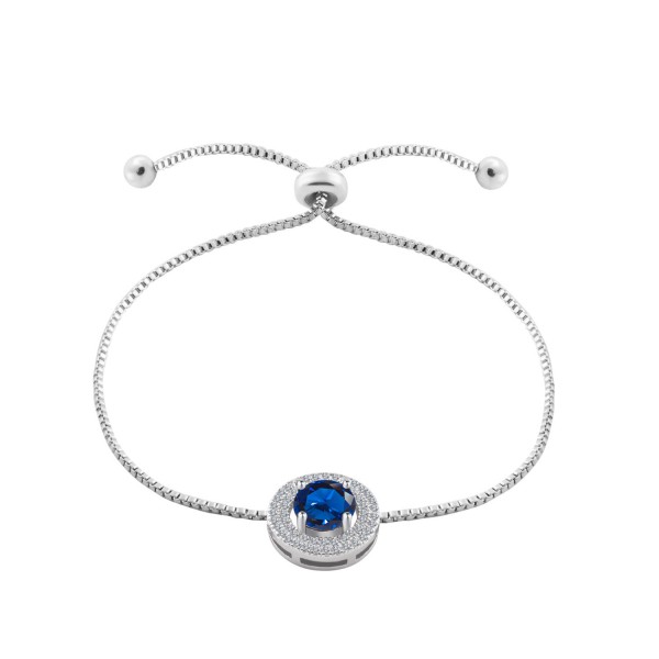 Rhodium Plated 2 Carat Brilliant Cut Blue Lab-Created Sapphire Bracelet