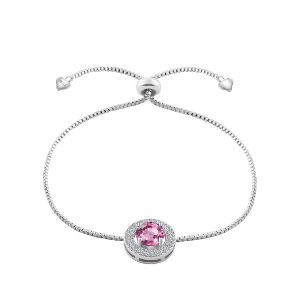 Rhodium Plated 2 Carat Brilliant Cut Pink Lab-Created Sapphire Bracelet
