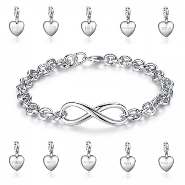 MULTI LINK INFINITY BRACELET WITH OPTIONAL ENGRAVED CHARM