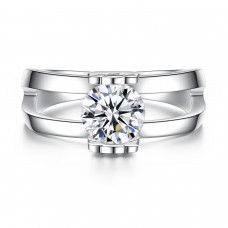 Crystal Engagement Ring Rhodium Plated